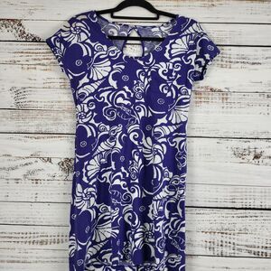 Lilly Pulitzer Mini Dress XS Womens Purple White‎ Geometric Print Pullover
